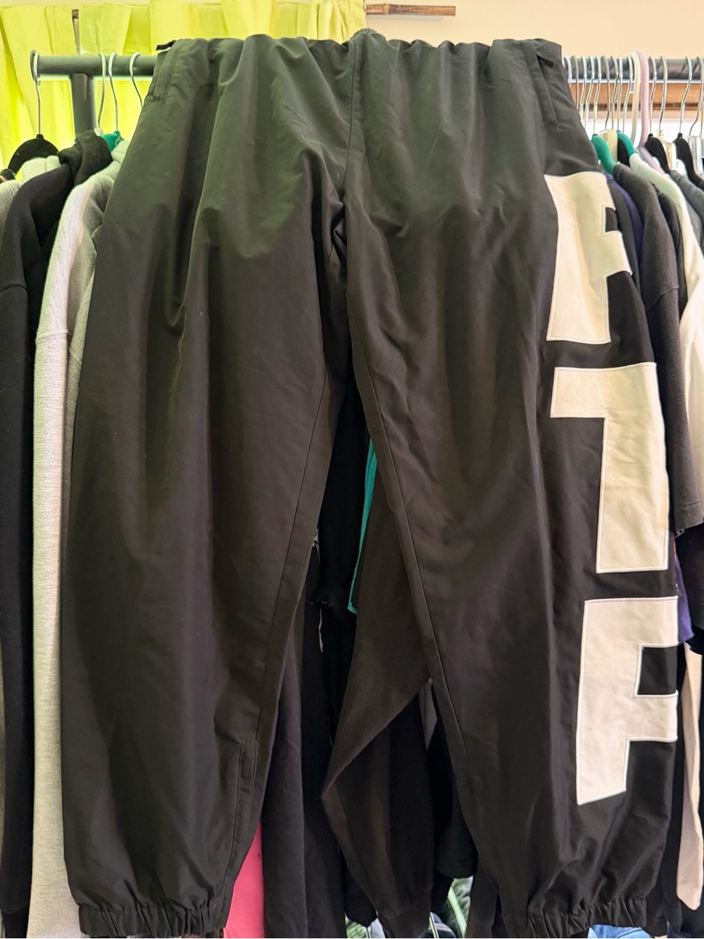 FTP Vertical Logo Track Pants Black White Large Streetwear